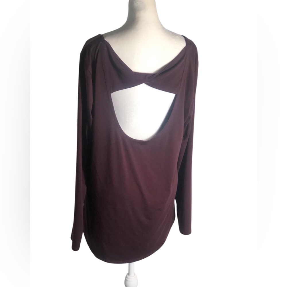 Athleta burgundy jersey knit long sleeve tunic top Sz Large